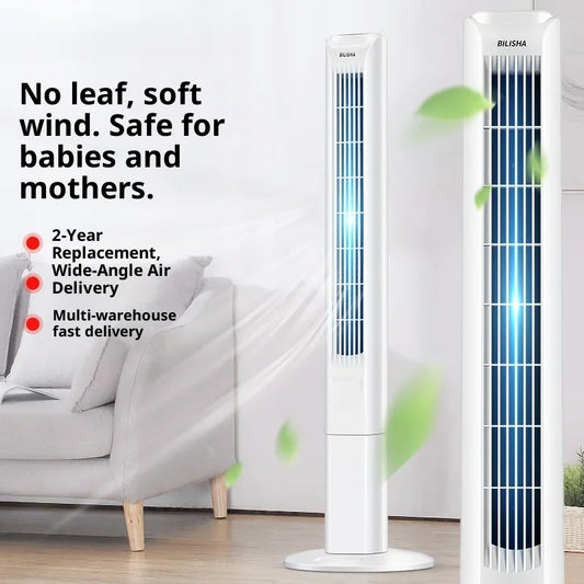 Bladeless Oscillating Tower Fan Quiet Remote Control USB Portable Adjustable Height Silent Bedroom Office Dorm Air Conditioner