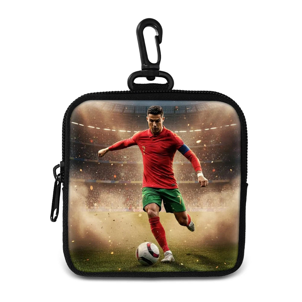 Ronaldo Money Coin Purse with Key Ring Pocket Purse mini headphone bag Football Star storage bag Credit Card Holoder Man Women