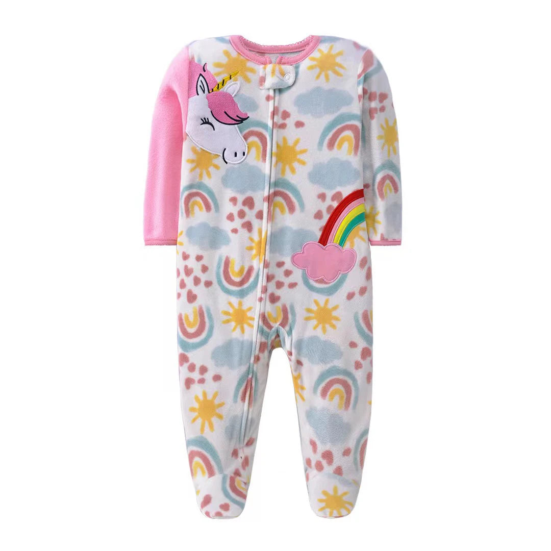 Winter Baby Boy Girl Rompers Clothes Zipper Fleece Autumn Warm Newborn Infants Pajamas Outfit Animal Jumpsuit Clothing 0 -12 M