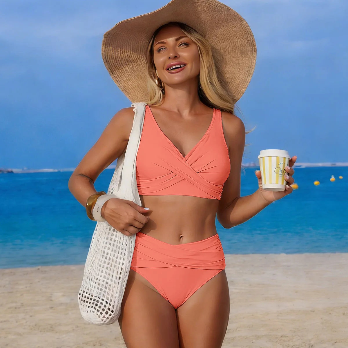 VigoBreviya 2026 Sexy Solid Strapped Swimwear Women Cross Push Up Bikini Set Brazilian Lady Swimsuit High Waist Beach Bath Suit