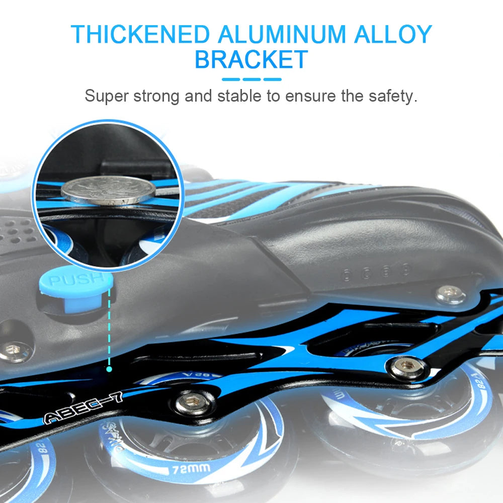 Tomshoo Adjustable Kids Roller Skates w Single Flash Light Wheels, Outdoor Inline Skates for Children Boys Girls Practice Sport
