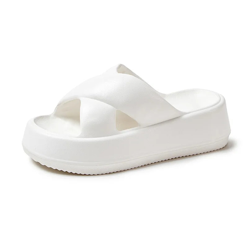 Litfun Women Sandals Soft Sole Slides Home Slippers Thick Bottom EVA Shoes Female Non-Slip Cross Sandals Outdoor Beach Flip Flop
