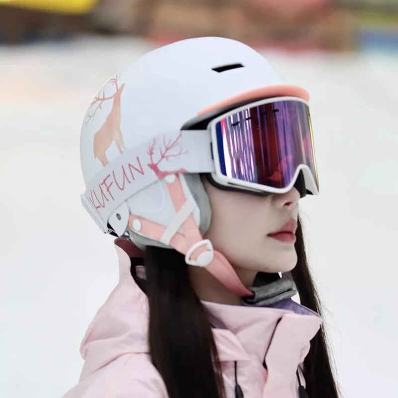 KUFUN Ski Helmet Earmuffs Winter Snow Sports Snowboard Skateboard Skating Cute Animal Lady Men Adult Kids Winter Safety Children