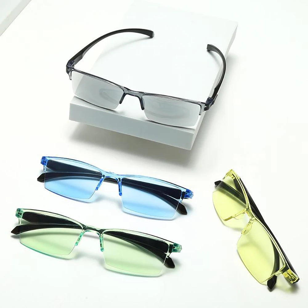 Intelligent Progressive Multifocal Reading Glasses Anti Blue Light Half Frame Spectacles Far Near Dual Use Presbyopic Glasses