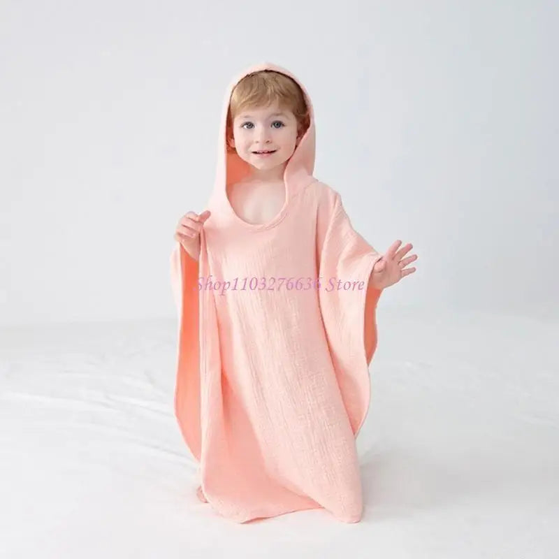 R6FD Baby Bath Towel Cotton Hooded Beach Towel for Newborn Towels Kids Bathing
