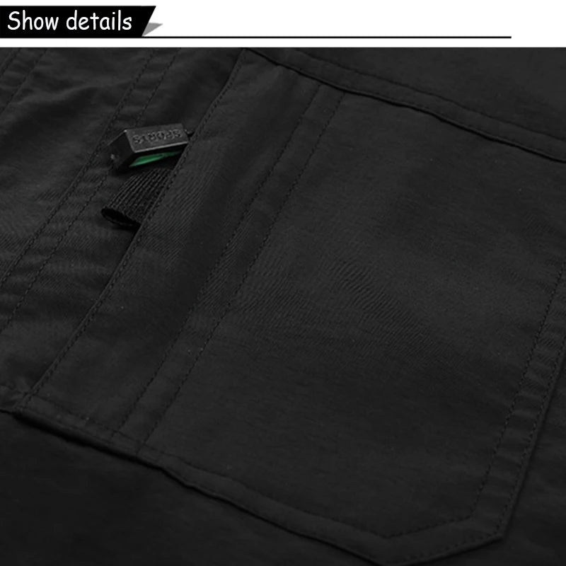 2026 Summer Men Sleeveless Cargo Leisure Work Lapel Vest Men Outdoor Solid Color Fishing Camping Thin Pocket Vest Male Waistcoat