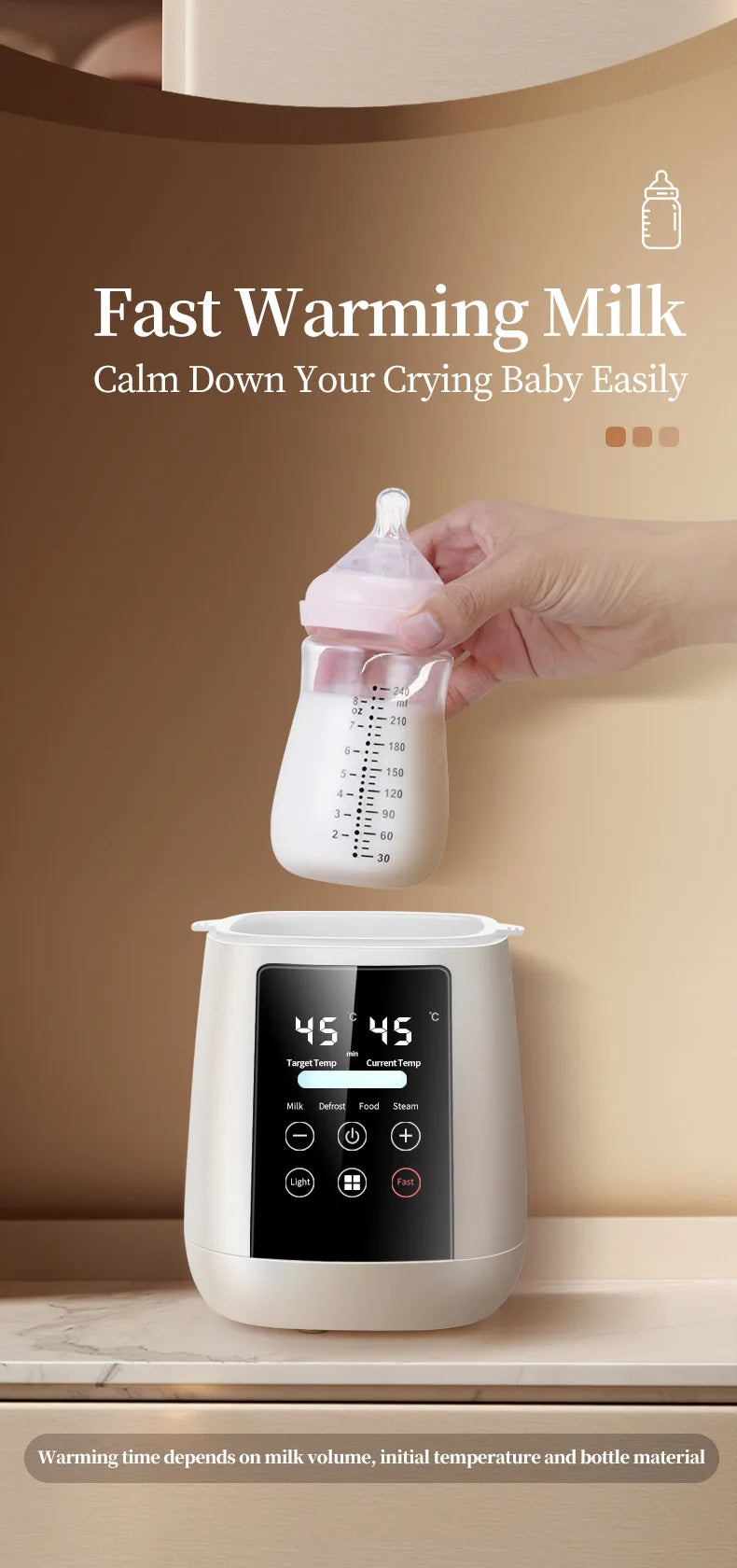 Babyflessenwarmer en sterilisator 6-in-1 Multifunctionele moedermelkverwarmer Nauwkeurige temperatuurregeling Babyflessenverwarm