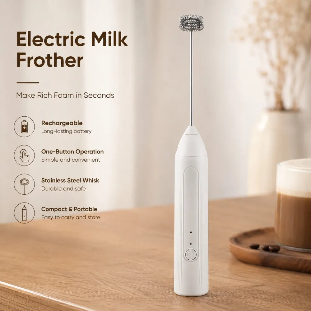 Electric Coffee Frother/MILK Whisk+Egg Beater MINI Food Blender USB Rechargeable Handheld Three Speeds Espresso Tools
