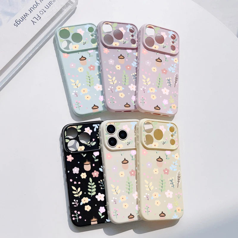 Spring Pastel Floral Shockproof Phone Case For iPhone 17 Pro 16 Plus 15 Pro 14 13 12 11 Pro Max Heart Side Cute Girly Back Cover