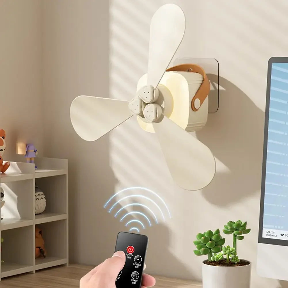 Portable Ceiling Fan with Remote & 3600mAh Battery – 3-Speed, 8-12H Runtime, Night Light for Camping & Outdoor