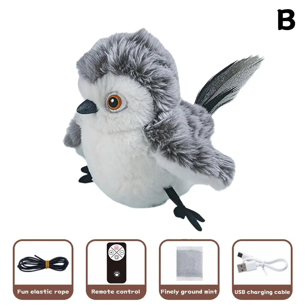 Flappy Bird Interactive Cat Toy Remote Control USB Rechargeable Pet Cat Plush Toy Flapping Bird Toy Stimulate Hunting Instincts