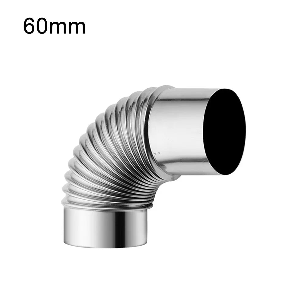 60 70 80mm Stainless Steel 90° Elbow Chimney Liner Bend 90° Multi-Flue Stove Pipe For Outdoor Camping Wood Stoves Chimney
