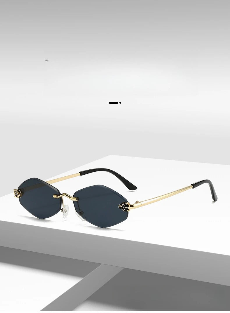 Popular Fashion Women Men Shades Rhombus Sun Glasses Female Male Summer Traveling UV400 Rimless Sunglasses Lentes De Sol Mujer