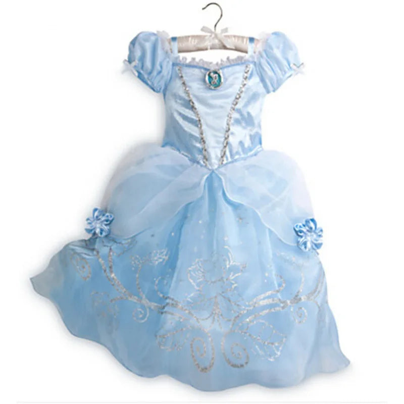 Halloween Birthday Carnival Princess Costume Dress Elsa Anna Snow White Aurora Moana Rapunzel Mermaid Belle for Girls 2-8Y