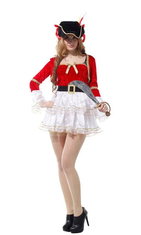 Halloween Theme Women Fancy Dress ，Parent-child Role Playing Cosplay Costumes,Female Pirates Captain of the Caribbean