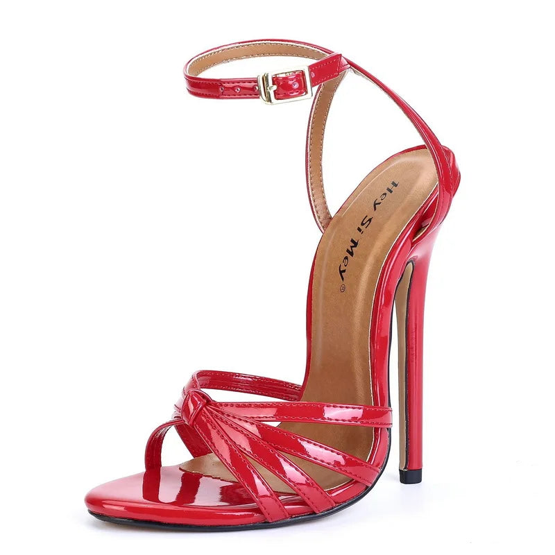 FHC New 16cm High Heels Sandals,Women Sexy Summer Shoes,Fashion Ankle Buckle Strap,Black,Red,White,Customized Colors