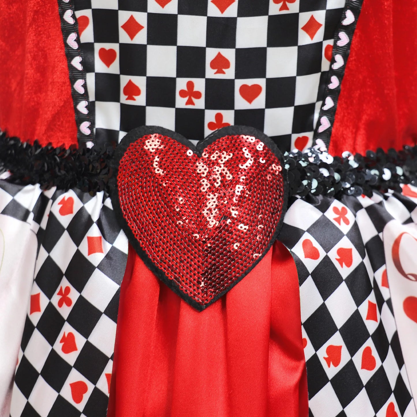 Halloween Red Queen Hearts Cosplay Girls Costume Poker Print Wonderland Birthday Party Dress Girl Stage Drama Show Kids Clothing