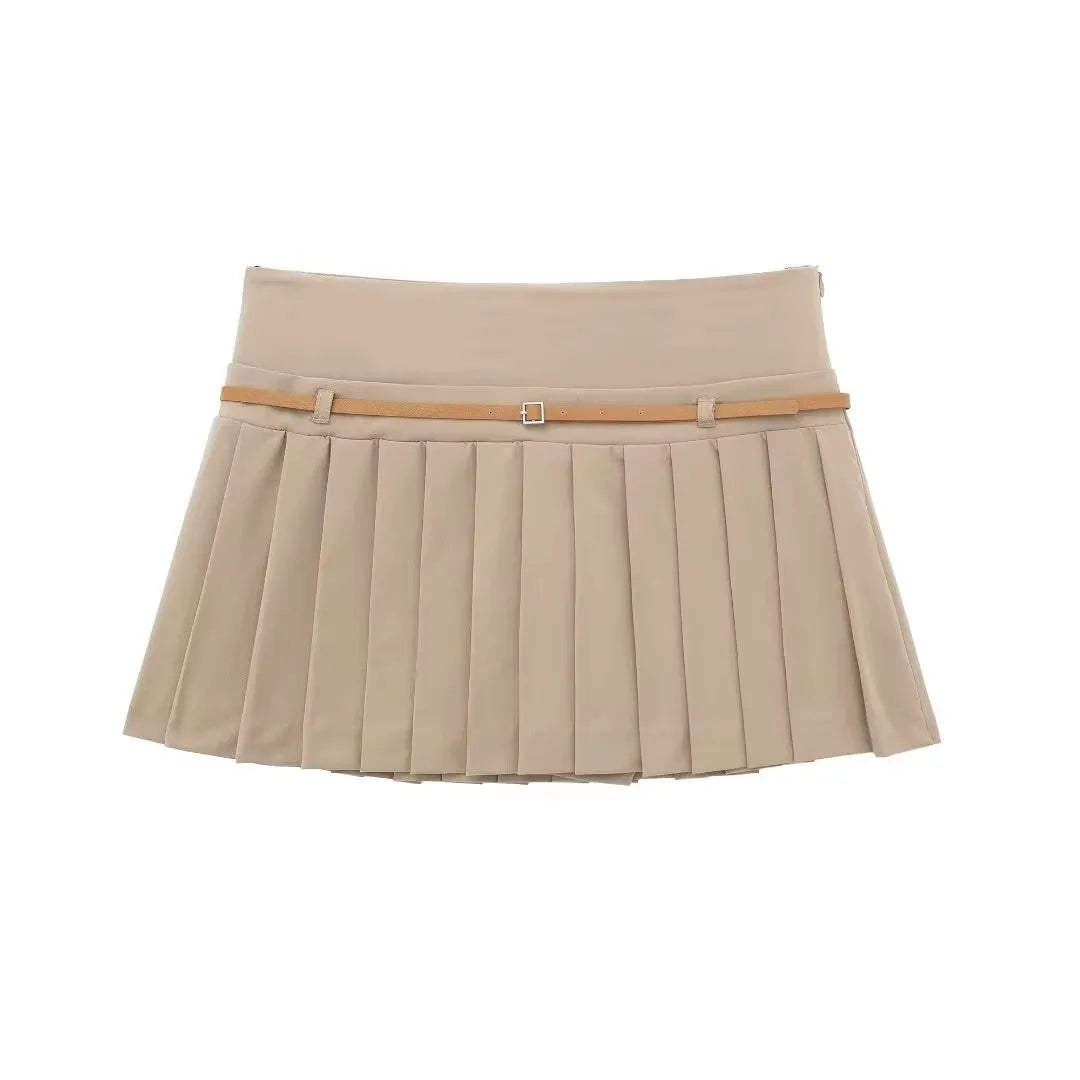 HH Womens High Waist Pleated Mini Skirt A Line Belted Waist for Street Date Casual Party Streetwear Vacation Beach Shorts Skirts