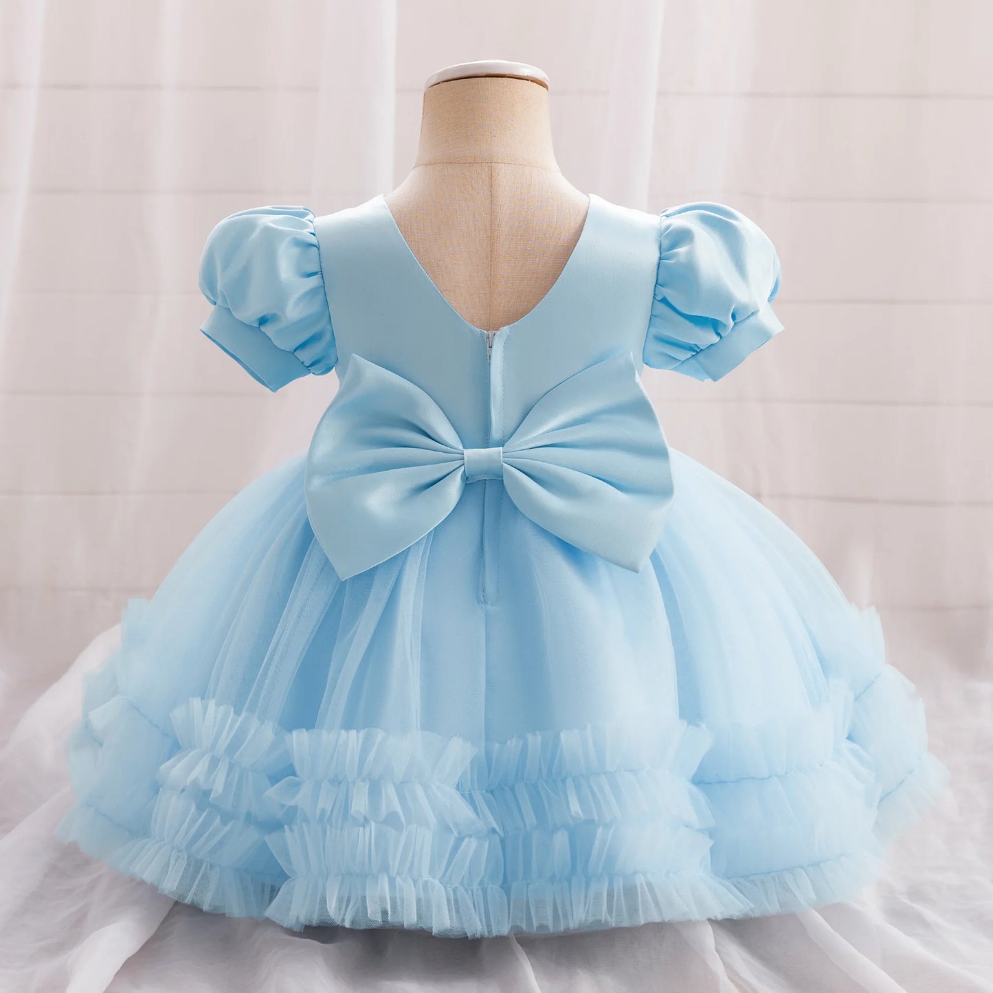 Toddler Sequin Baby Girl Party Dresses Bow Princess Dresses for Girl 1st Birthday Baptism Baby Dress Tutu Lace Wedding Prom Gown