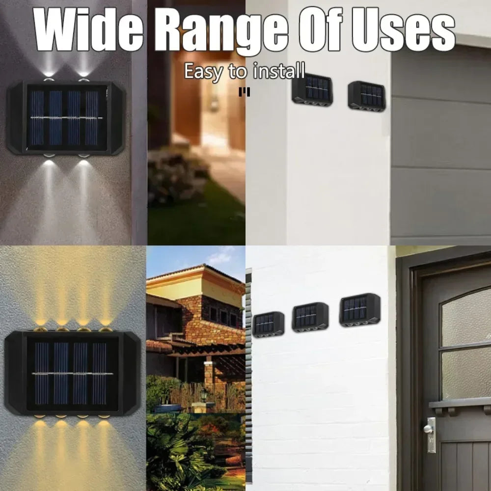 4/6/8 LED Solar Double-headed High Brightness Wall Lights Garden Lights Door Sign Wall Lights Outdoor Waterproof Wall Decor Led