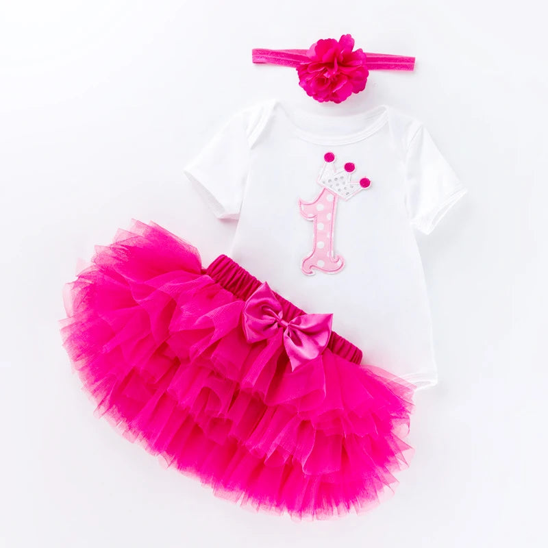 My First Birthday Outfit Baby Girl Black Bodysuit Cake Smash Skirt Headband Sweet Baby Girl One Year Birthday Party Clothes