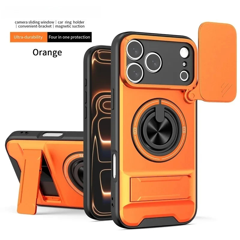 Armor Funda For iPhone 17 Pro Max Case Magnetic Ring Stand Lens Protect Coque For iPhone17 Pro 17Pro Max Wireless Charging Cover