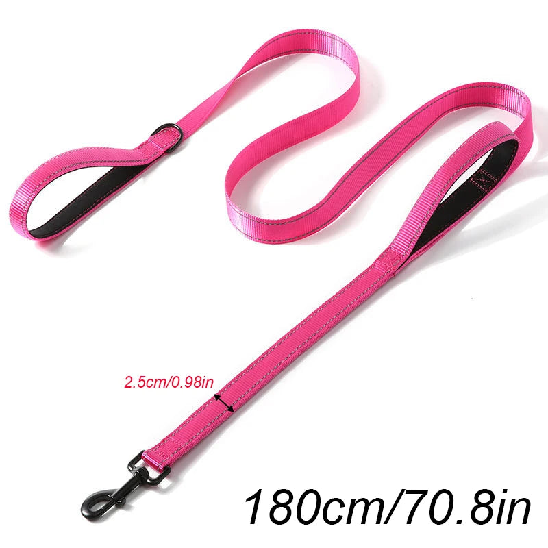 Dog Leashes Outdoor Travel Dog Training Chain Heavy Duty Double Handle Lead for Control Safety Nylon Dog Leash Training Control