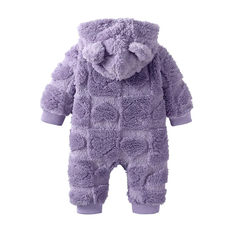 0-18 Months Newborn Baby Romper Winter Thicken Flannel Warm Clothes Infant Boy Girl Oneies Pyjamas Kids Cute Hooded Jumpsuits