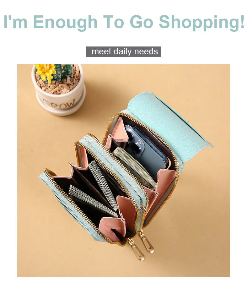 Women Crossbody Shoulder Bags Wallets Touch Screen Cell Phone Bag Soft Leather Strap Handbag for Female Luxury Messenger Bags
