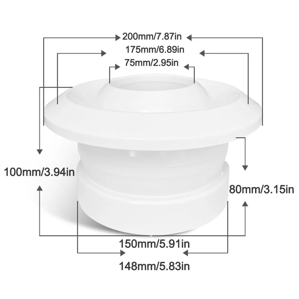 ABS Air Conditioning Exhaust Vents Adjustable Round Ventilation Nozzles 75/100/150/200mm Circular Jet Vents