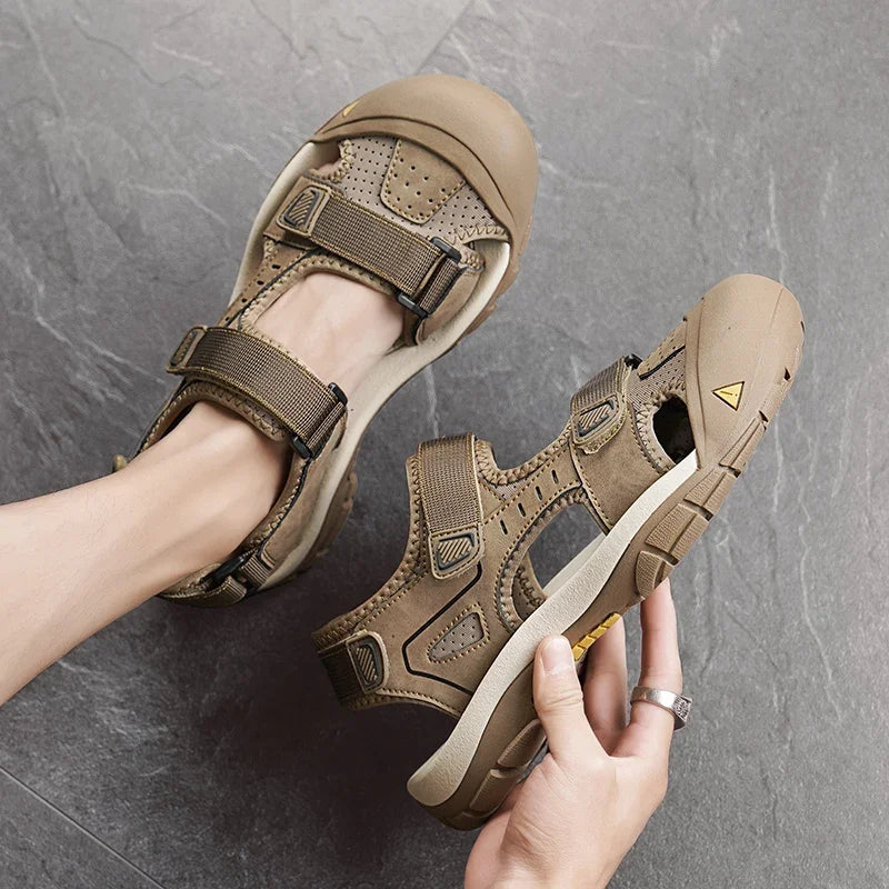 Vacation Summer Flats Non-slip Man Sandals New Design Men's Beach Shoes Handmade Leather Sandals Fashion Suitable Casual Shoes