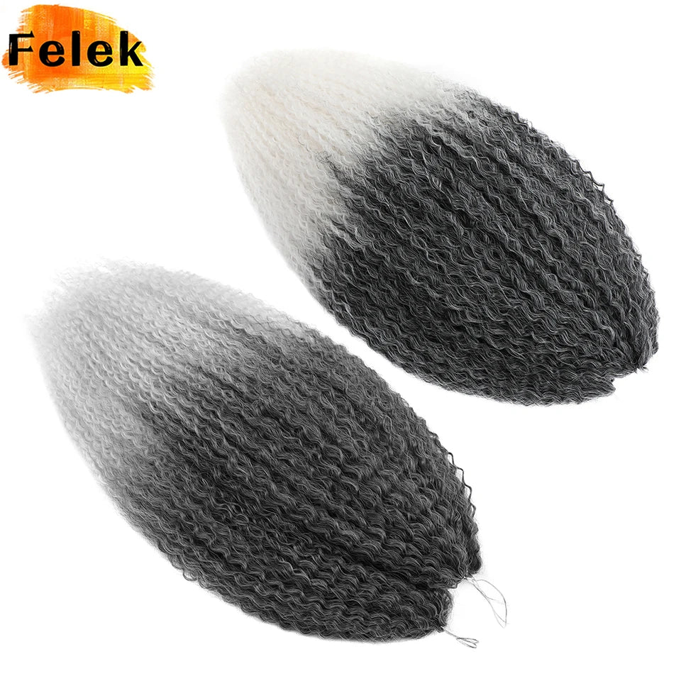 3-7Pcs Synthetic Brazilian Crochet Braids Hair for Women 20-28" Ombre White African Curls Kinky Curly Braiding Hair Extensions