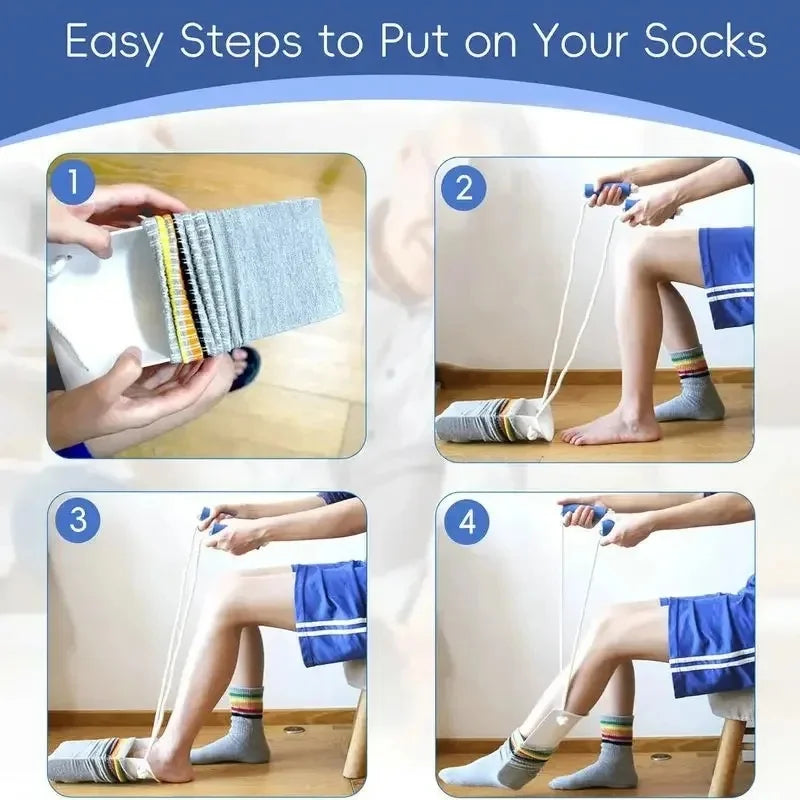 Portable Sock Aid Helper No Bending Stocking Puller Easy Wear Sock Wearing Assist Tool
