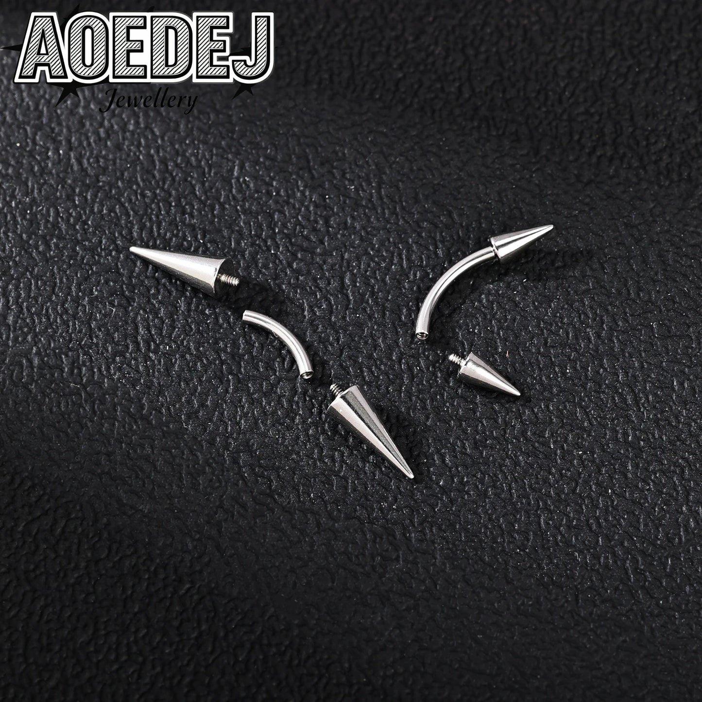 AOEDEJ 14/16/18G 1-10pcs/lot Stainless Steel Eyebrow Piercings Spike Eyebrow Rings Curved Barbell Bridge Piercing Jewelry 6-14MM
