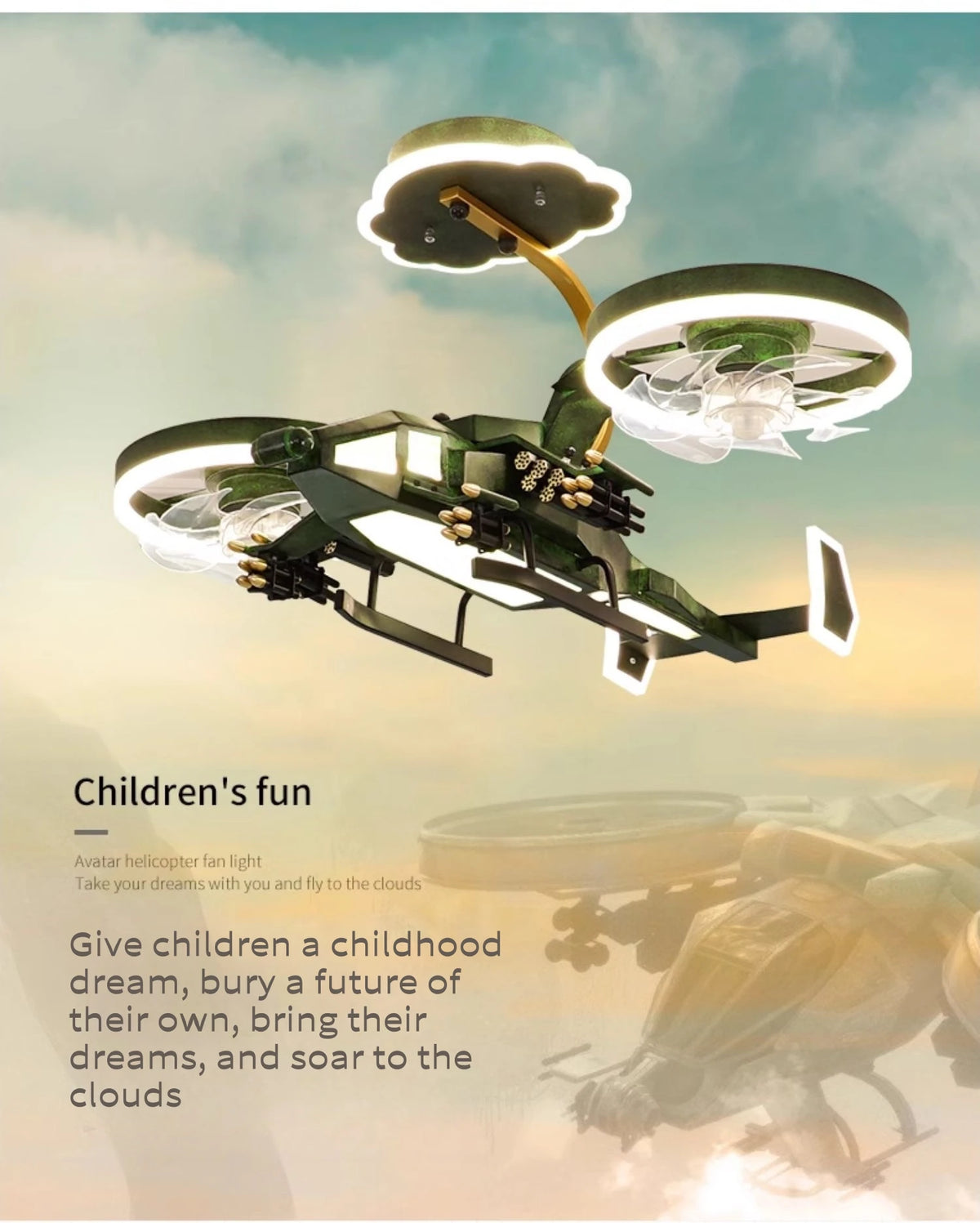 Kids Plane Ceiling Fan With Lights For Bedroom Study Kindergarten Children's Room Decoration Led Lighting Lustre Chandelier Lamp