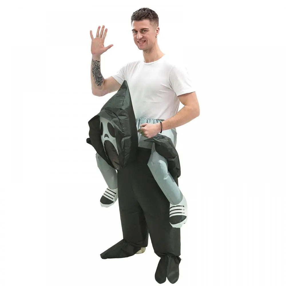 Halloween Ghost Inflatable Costume Scary Cosplay Outfit Ghost Back-Carry Pants Inflatable Cycling Carniva Party Costume Props