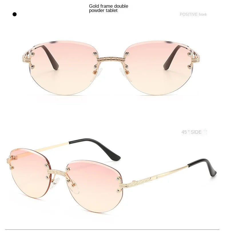 Rimless Sunglasses Irregular Fashion Popular Women Men Shades Small Square Sun Glasses for Female Male Summer Traveling Oculos