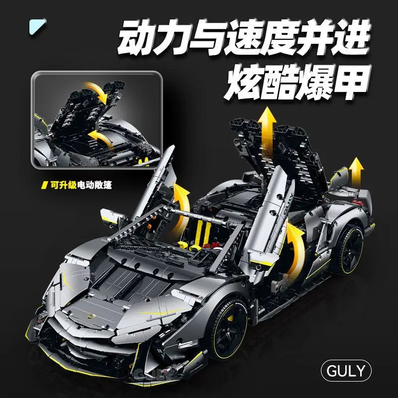 GULY MOC 10638 LAMBO Technical RC 1:8 Sports Car Building Blocks Model Racing Bricks Assembling Toys for Boys Christmas Gift Set