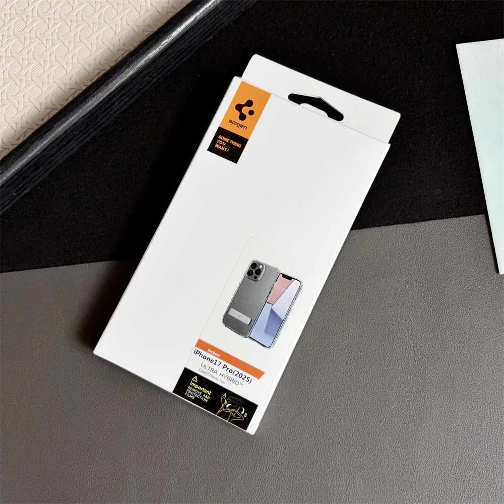 Spigen Ultra Hybrid Bracket Transparent Phone Case For iPhone 17 Pro Max 18 16 15 14 13 12 Kickstand Shockproof Clear Back Cover