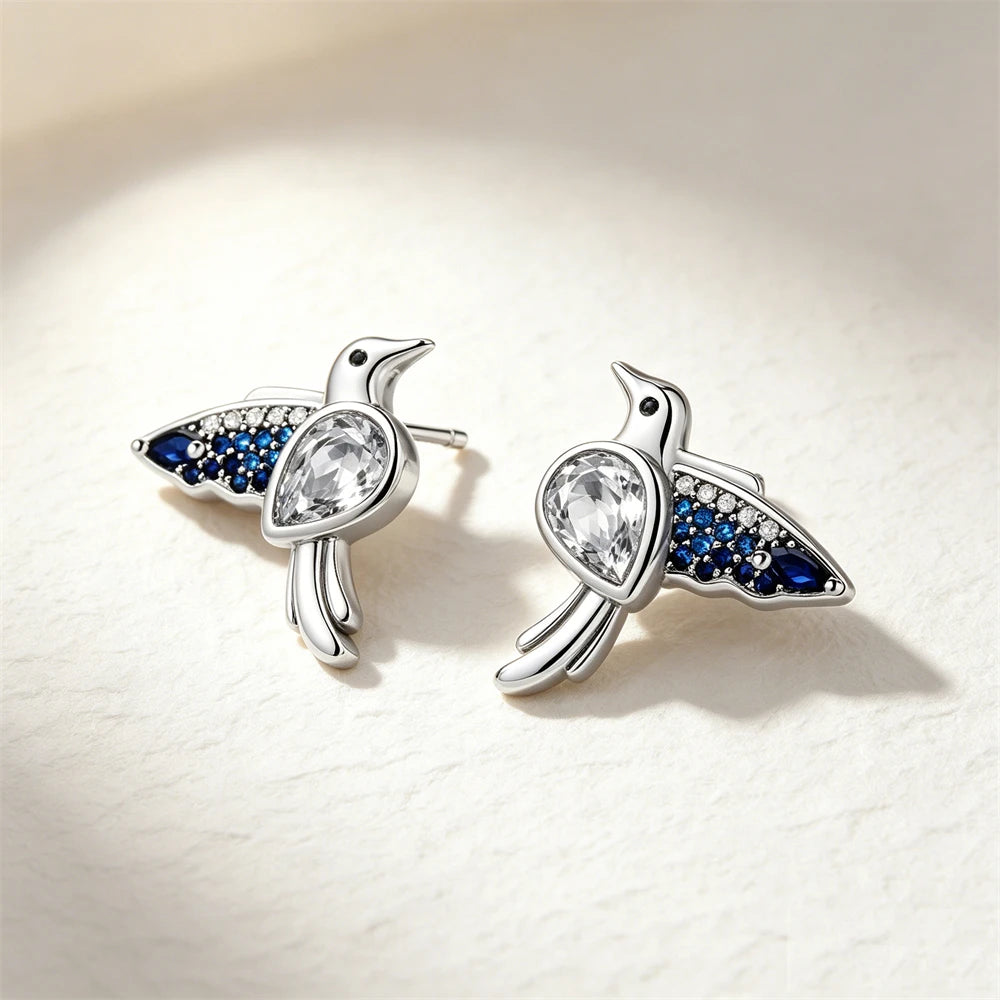 925 Sterling Silver Butterfly Flower Bee Lilac Leaf Zircon Earrings Suitable for Daily Wear as Women's Jewelry Holiday Gifts