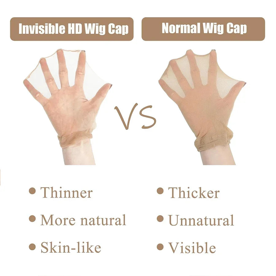 10Pcs HD Wig Caps High Quality Transparent HD Hair Nets Weave Nylon Stretchy Lace Front Wig Cap for Women Men Light Brown