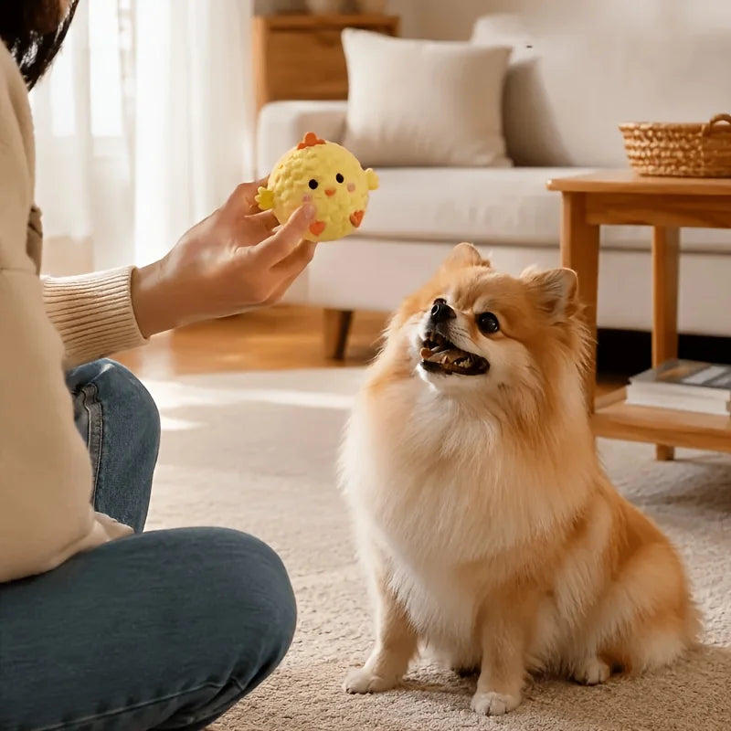 2pcs Pet Bounce Sound Plush Toy Yellow Chick Pink Pig Cat Dog Interactive Soothing Will Call Toy