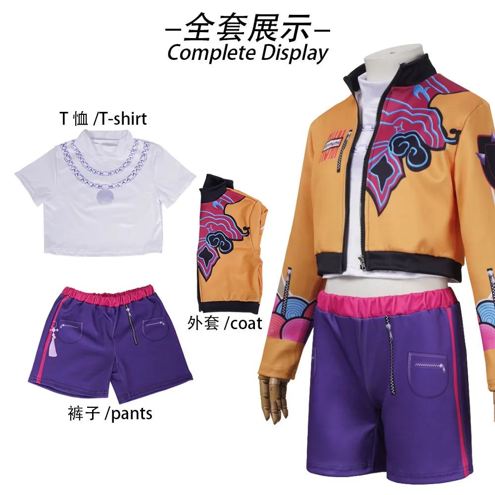 Halloween Fancy Dress Adult Kids Street Hip Hop Role Play Outfit 3 Styles Printed Crop Top Skirt Shorts Idol Stage Costume