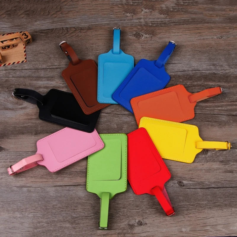 PU Leather Luggage Tag Women Men Travel Accessories Suitcase ID Address Name Holder Baggage Boarding Tag Portable Label