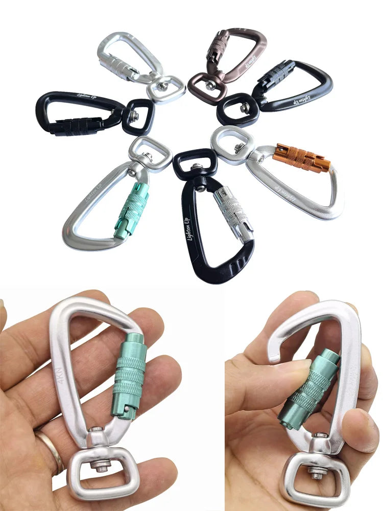 Safety Carabiner Clip Auto Locking 360 Rotational Hook 4KN Pull for Dog Leash Hammocks Backpacks Outdoor Climbing Accessories