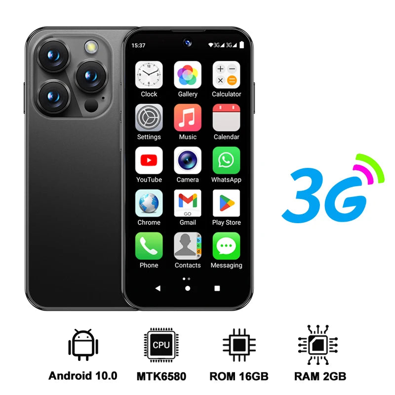 SERVO 19E MAX 3.88" Unlocked Mini Android Phone 3G 2GB+16GB Dual SIM Face Unlock GPS WiFi Hotspot Play Store Pocket Smartphone