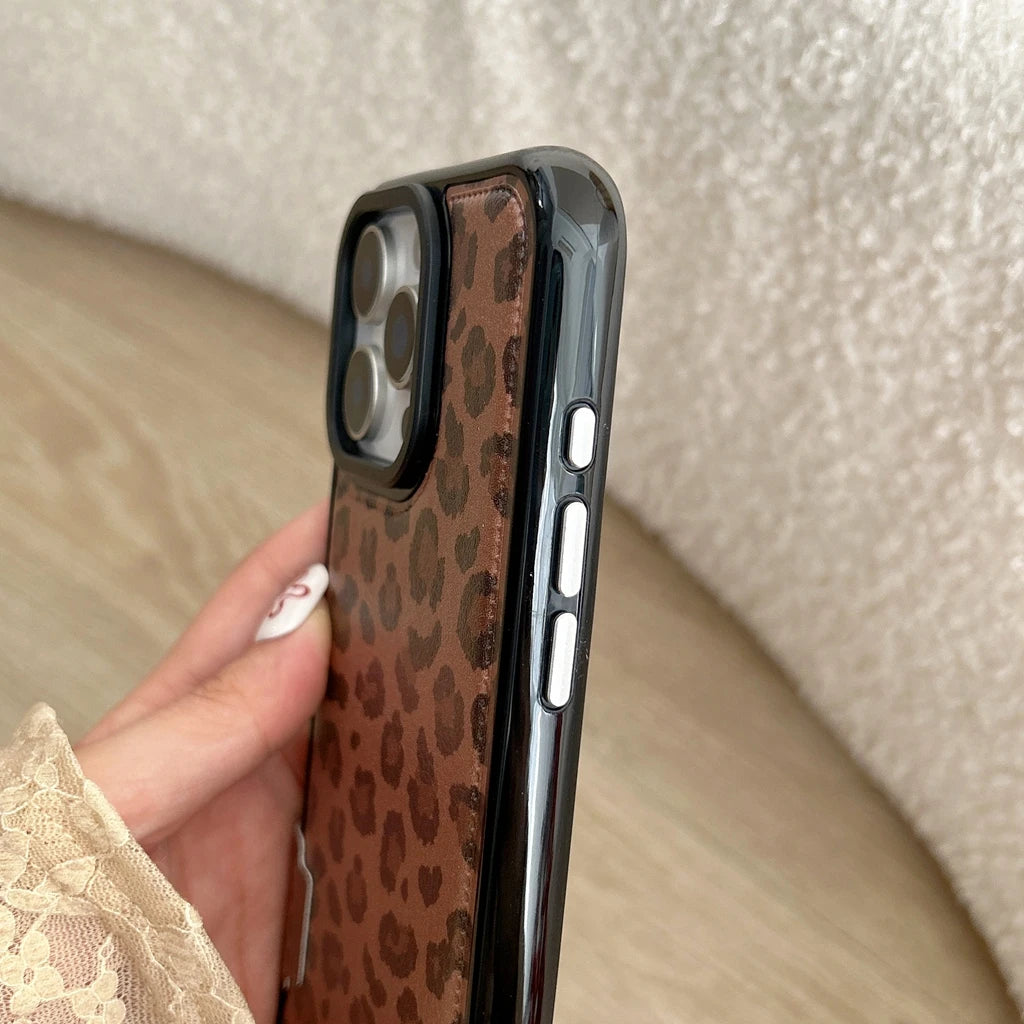 Fashion Sweet Pink Leopard Print Leather Shockproof Protective Phone Cover Case for iPhone 17 16 15 14 Pro Max