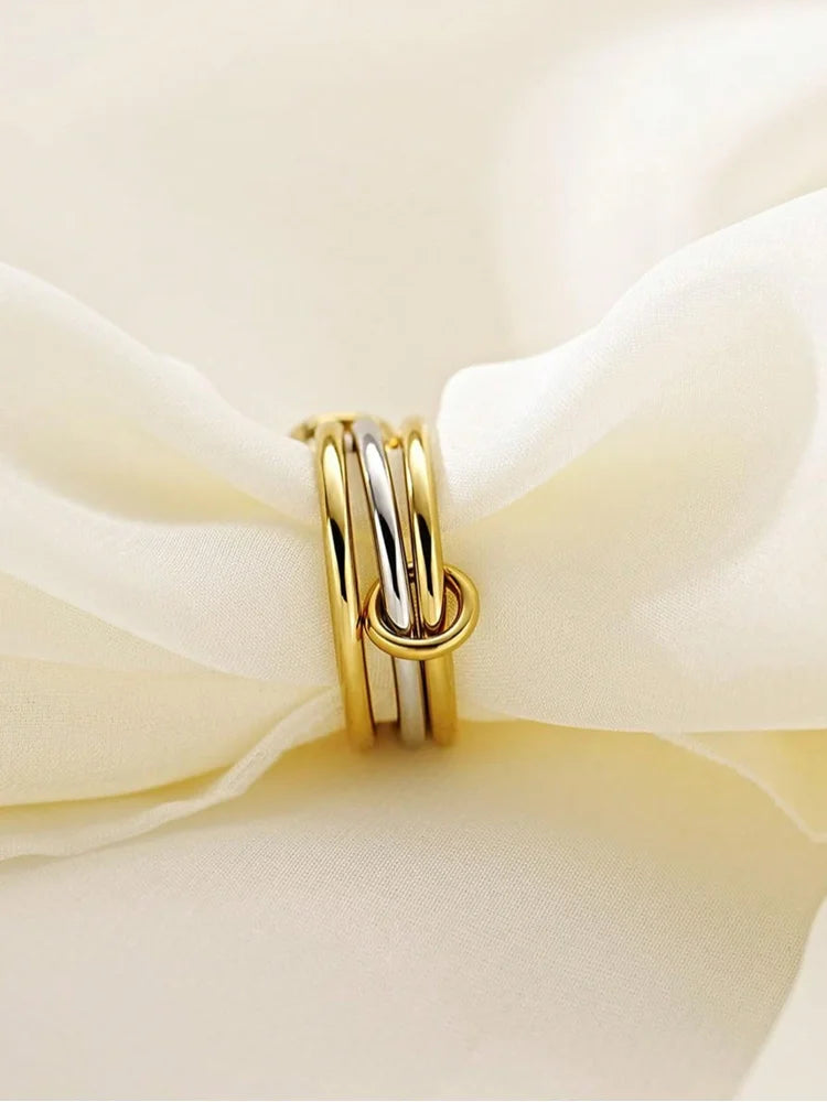 925 Sterling Silver Simple Fashionable Multi-Layer Round Zircon Ring For Women Anniversary Luxury High Quality Fine Jewelry