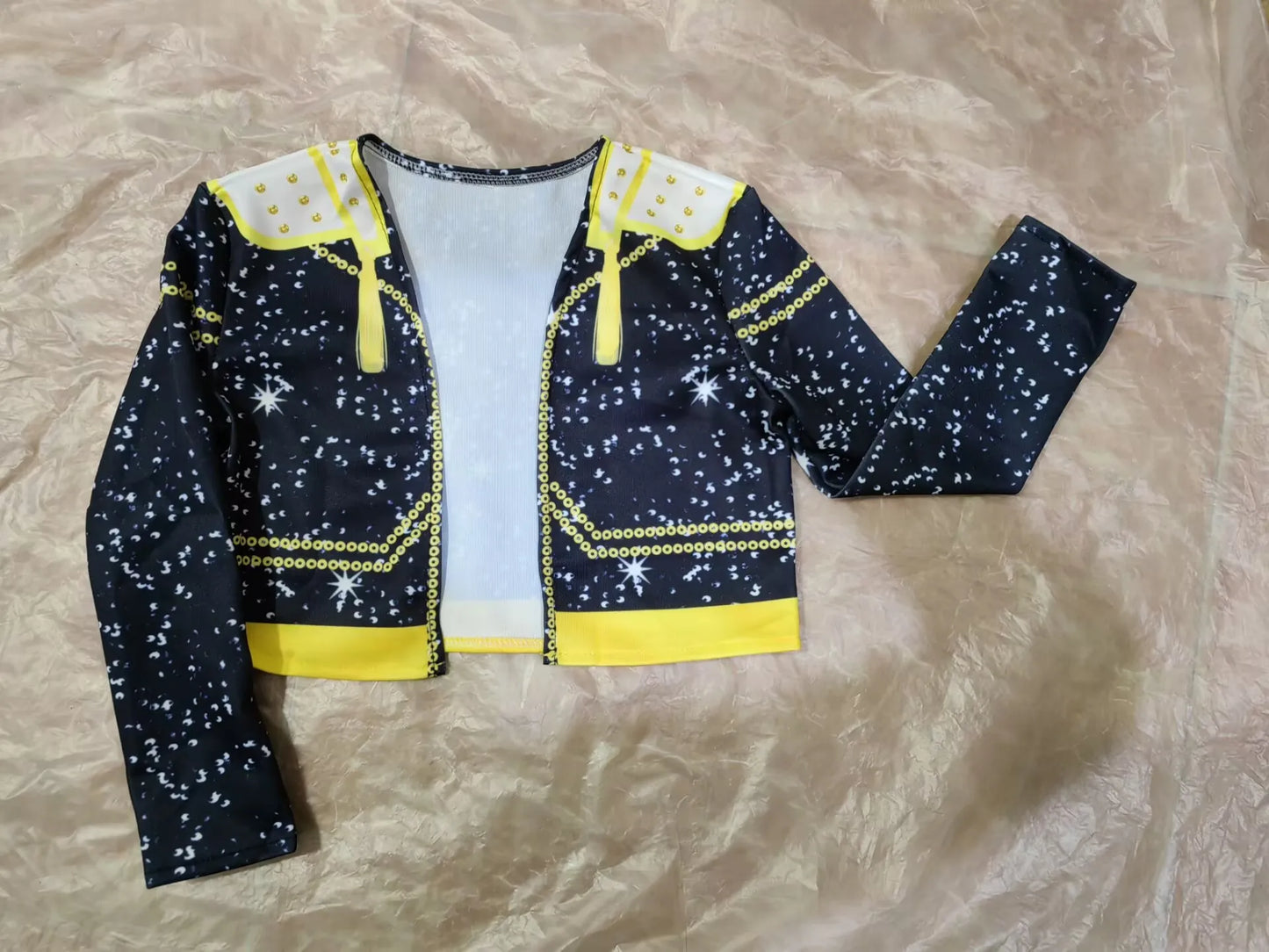 Cool Girl Cosplay Golden Costume Kids 3D Print Idol Group Singing Stage Performance Costume Child Halloween Party Clothes Suit