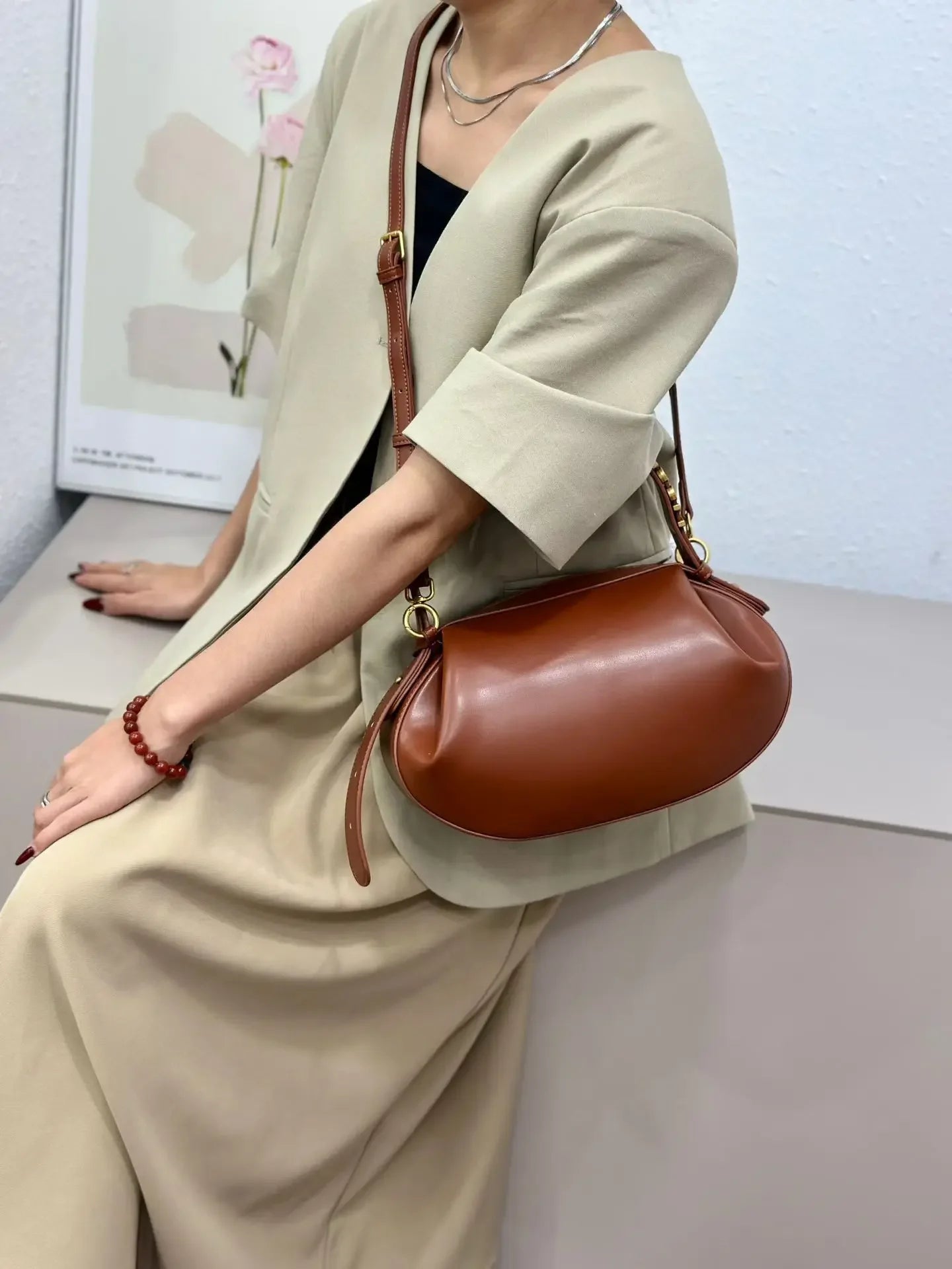 Large Capacity Diaper Bag Women Tote Handbag Shoulder Crossbody Vintage Simple Leather Commuter Luxury